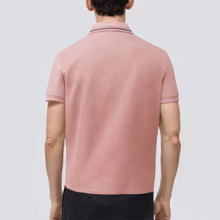 Pink breathable slim fit men's polo shirt