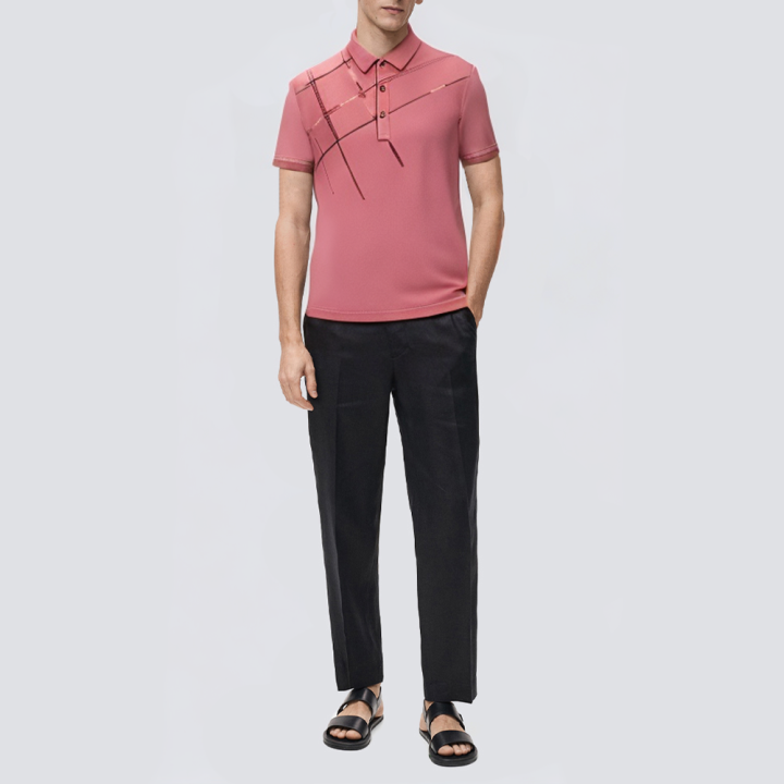Pink business all-match men's polo shirt