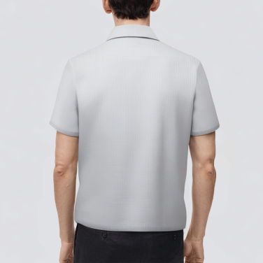 Solid color check breathable men's polo shirt