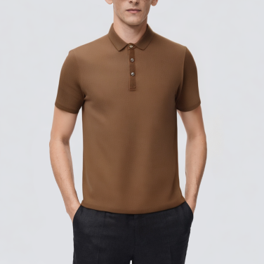 Brown breathable short-sleeved men's polo shirt