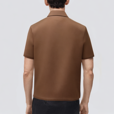 Brown breathable short-sleeved men's polo shirt