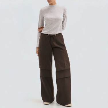 Brown casual loose women's cargo trousers