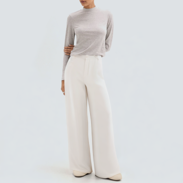 Casual straight white women's trousers