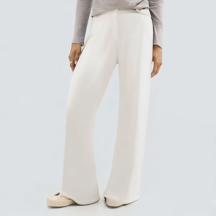 Casual straight white women's trousers