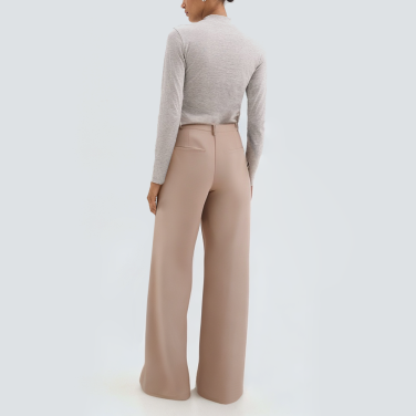 Wide-legged casual pink women's trousers