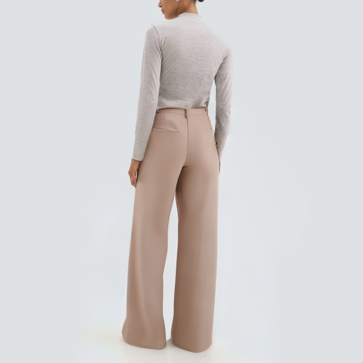 Wide-legged casual pink women's trousers