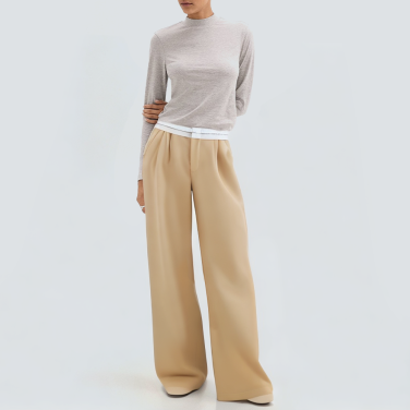 Casual contrast color wide-leg women's trousers
