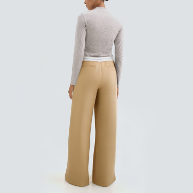 Casual contrast color wide-leg women's trousers