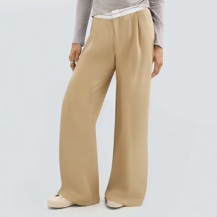 Casual contrast color wide-leg women's trousers
