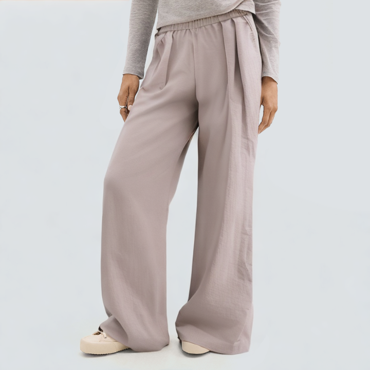 Casual loose pink elastic waist women's trousers