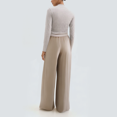 Fashionable pleated wide leg women's trousers