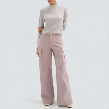 Fashion pink loose women's cargo trousers
