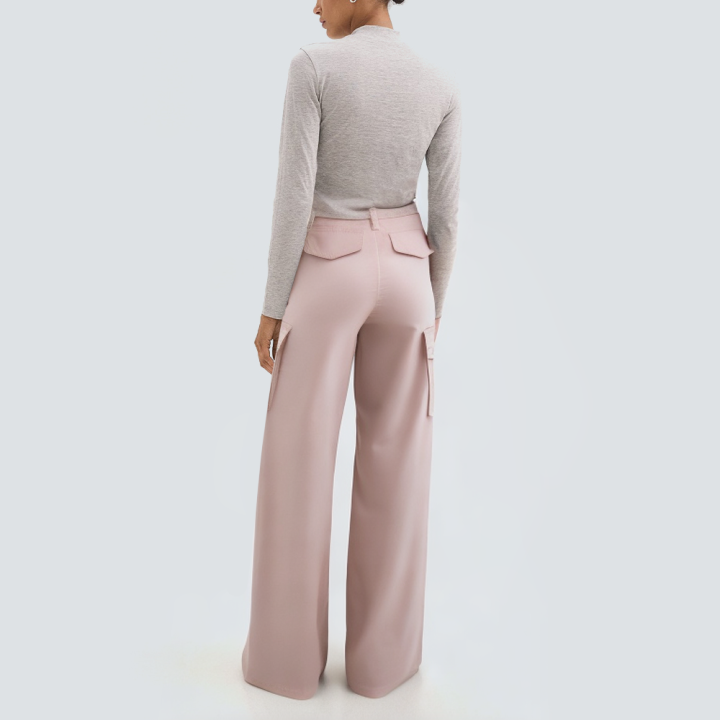 Fashion pink loose women's cargo trousers