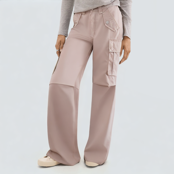 Fashion pink loose women's cargo trousers