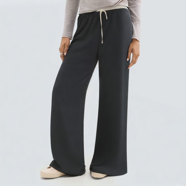 Striped print drawstring waist women's trousers