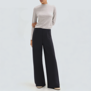 Women's wide-leg casual trousers with patchwork design