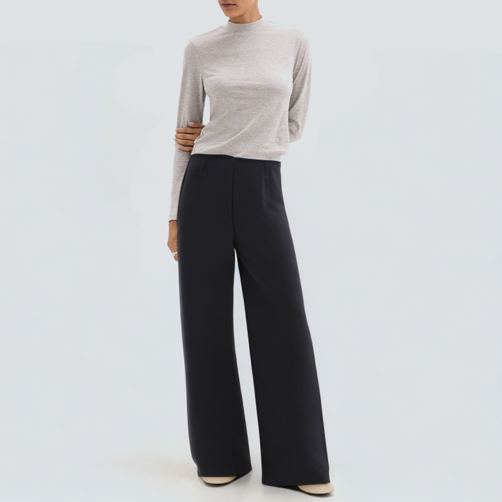 Women's wide-leg casual trousers with patchwork design