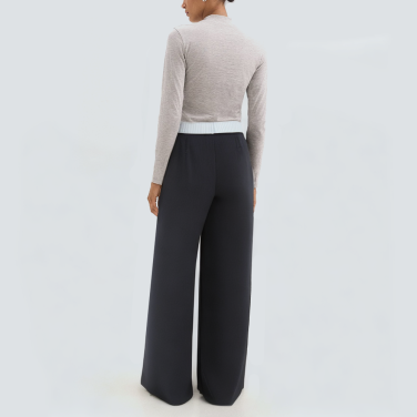 Women's wide-leg casual trousers with patchwork design
