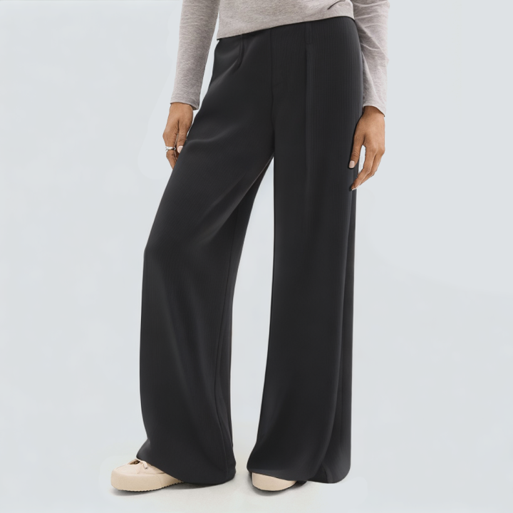 Women's wide-leg casual trousers with patchwork design