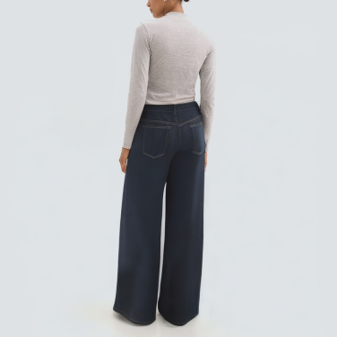 Casual wide leg design women's denim trousers