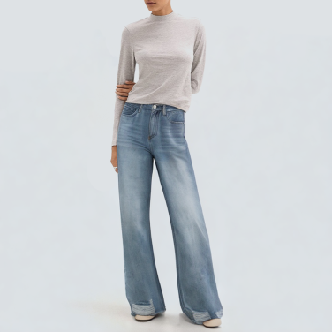 Washed ripped fashion women's denim trousers