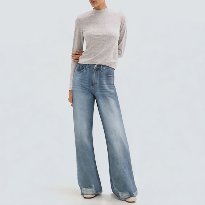 Washed ripped fashion women's denim trousers