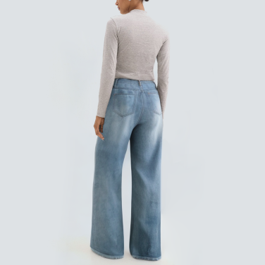 Washed ripped fashion women's denim trousers