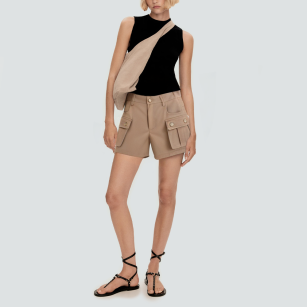 Brown front pocket casual women’s cargo shorts