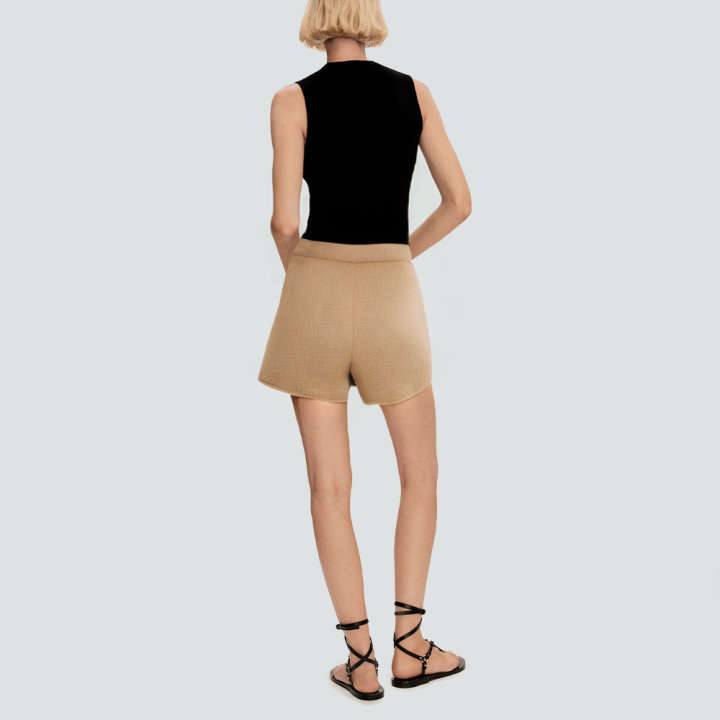 Khaki sequined fashionable women's shorts