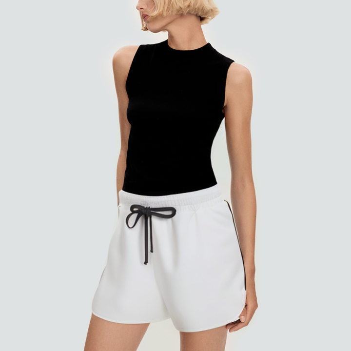 White side stripe drawstring women's casual shorts