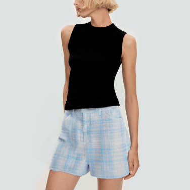 Fashionable plaid tweed women's shorts