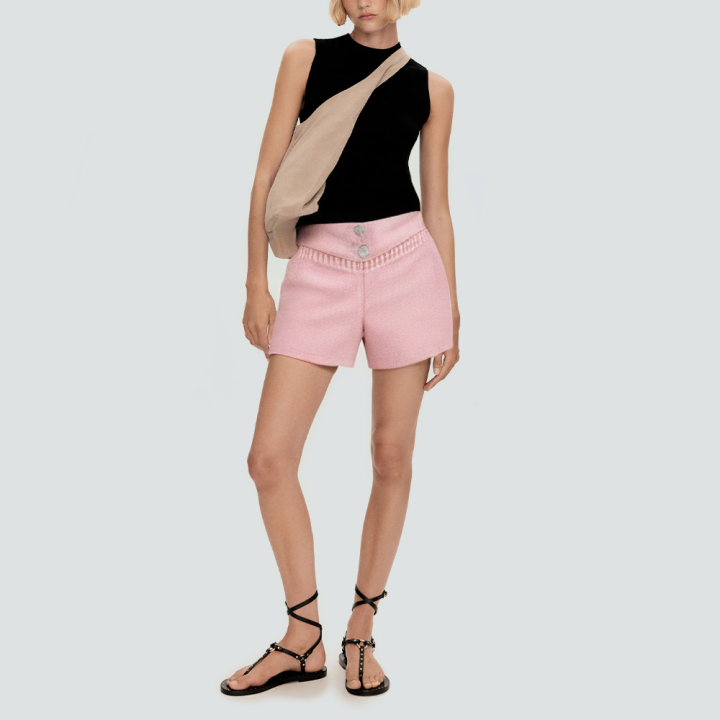 Pink tassel button fashion women's shorts