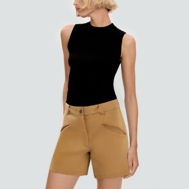 New khaki high waisted casual women's shorts